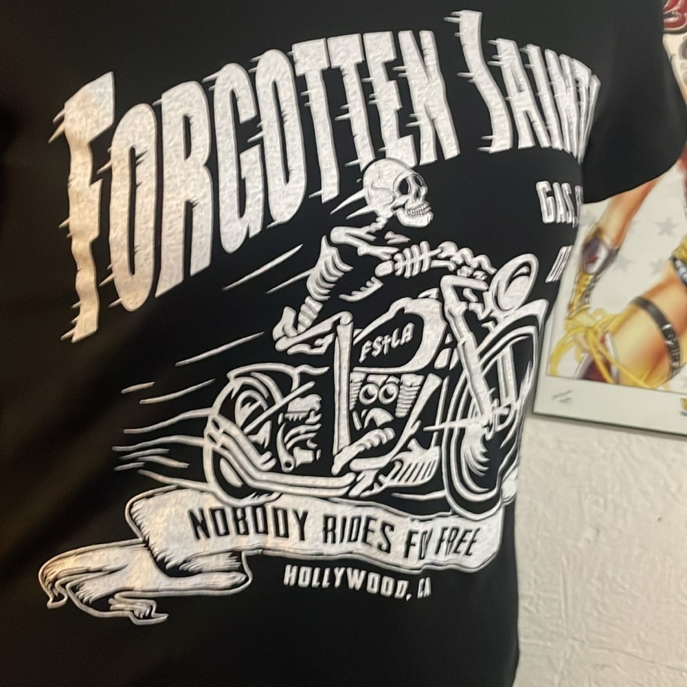 Forgotten Saints short sleeve biker black tee-shirt Large - Picture 3 of 6